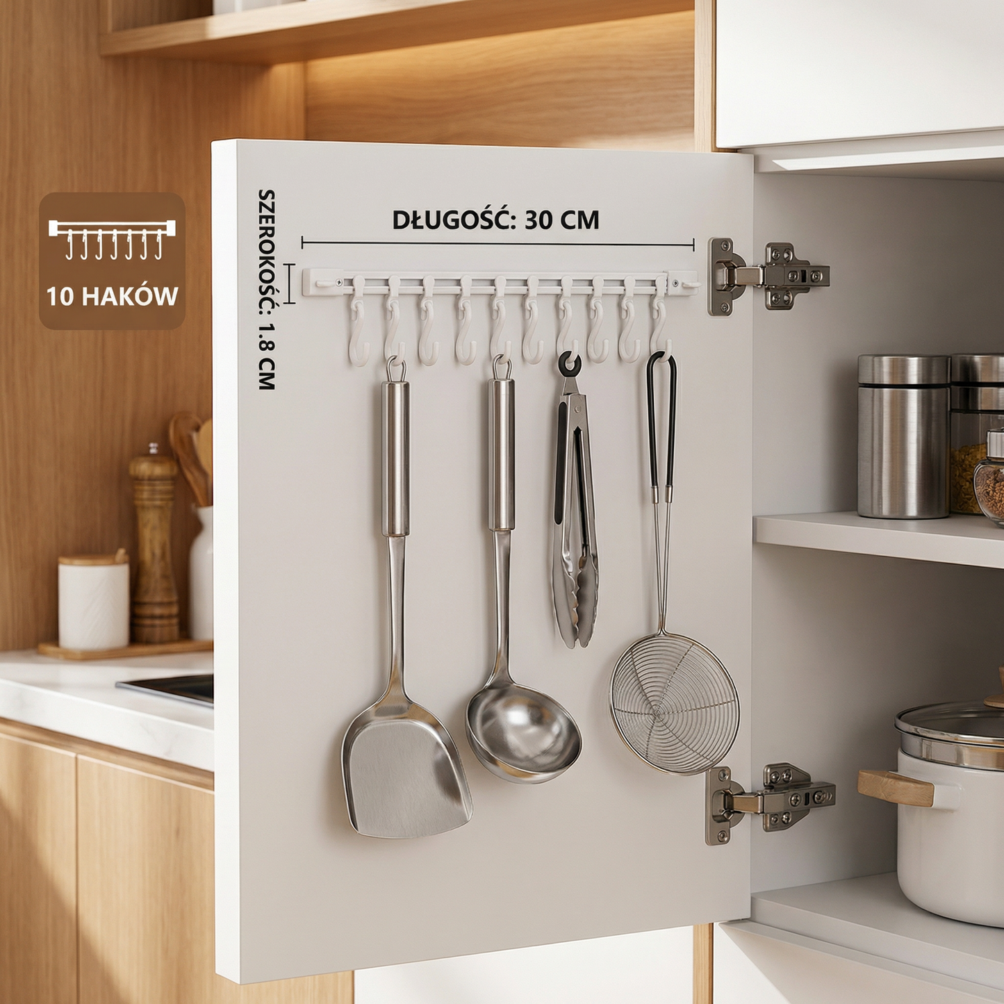 Samoprzylepna listwa hakowa do kuchni i łazienki - Silne trzymanie bez wiercenia (2 szt.)