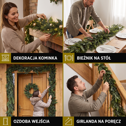 Girlanda Real-Touch ze Sztucznego Cedru i Sosny z Szyszkami – Dekoracja Świąteczna