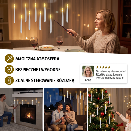 Unoszące się świece LED sterowane różdżką