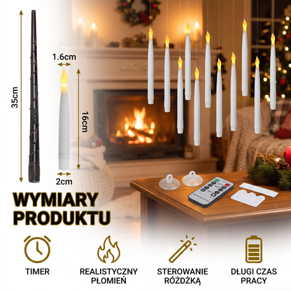 Unoszące się świece LED sterowane różdżką