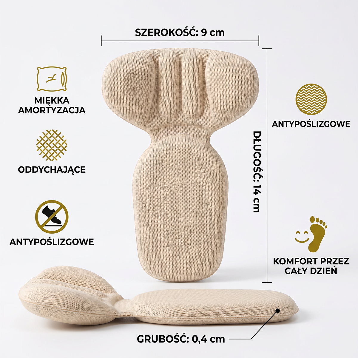 Miękkie i Oddychające Dwuwarstwowe Piankowe Poduszki na Pięty