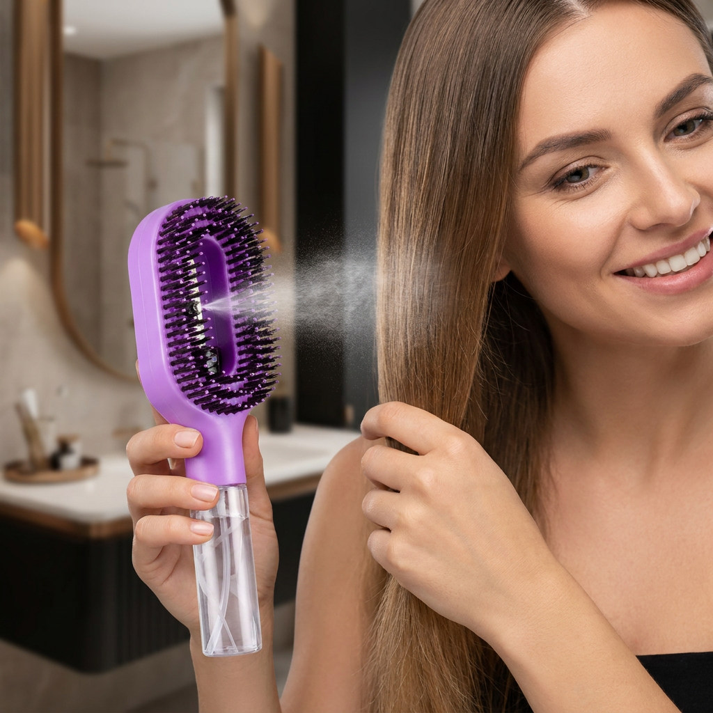 Anti-Frizz Sprüh-Haarbürste – Wygładza odstające włosy i ułatwia stylizację fryzur