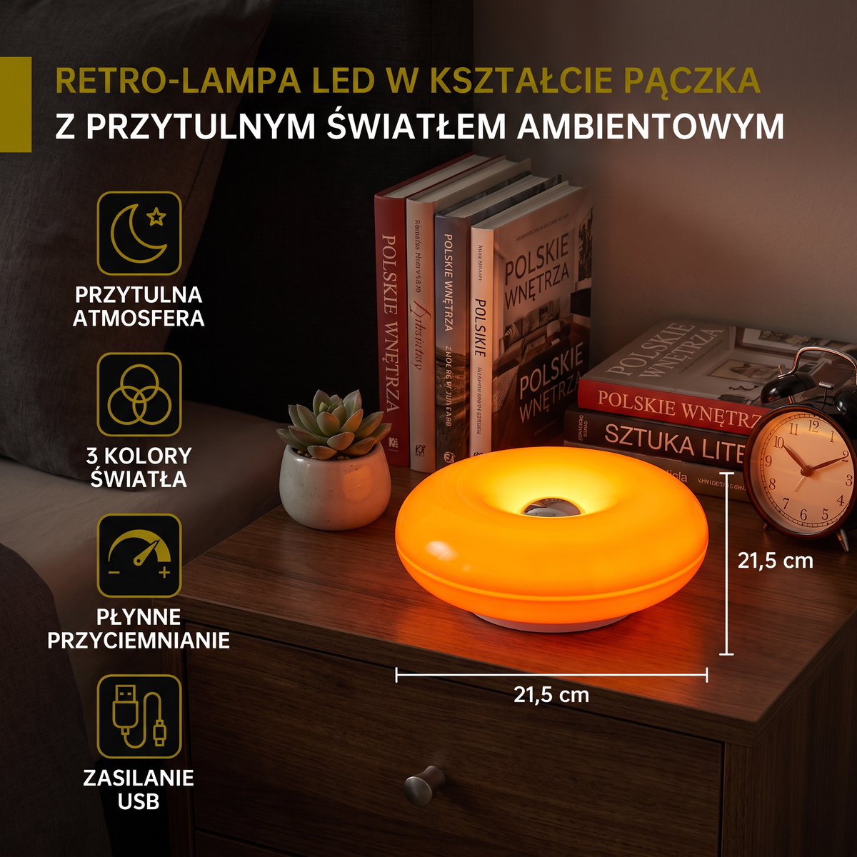 Retro-lampa LED w kształcie pączka z przytulnym światłem ambientowym