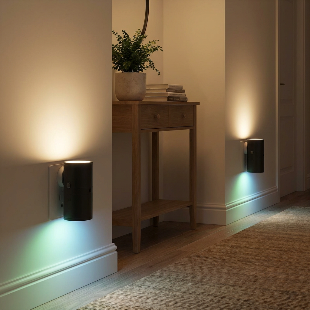 LED Lampka Nocna do Gniazdka – Ściemniająca Lampka Orientacyjna z Czujnikiem Światła do Przytulnego Domu