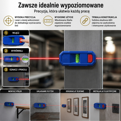 Magnetyczna Poziomica Laserowa 3 W 1 Z Wykrywaczem Belek