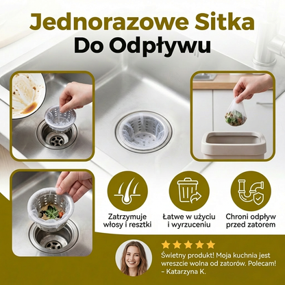 Jednorazowe Sitka Do Odpływu – Siatki Przeciw Zatorom Do Zlewu i Umywalki (2 Sztuki)