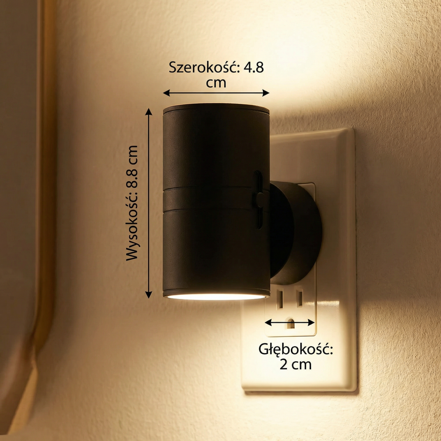 LED Lampka Nocna do Gniazdka – Ściemniająca Lampka Orientacyjna z Czujnikiem Światła do Przytulnego Domu