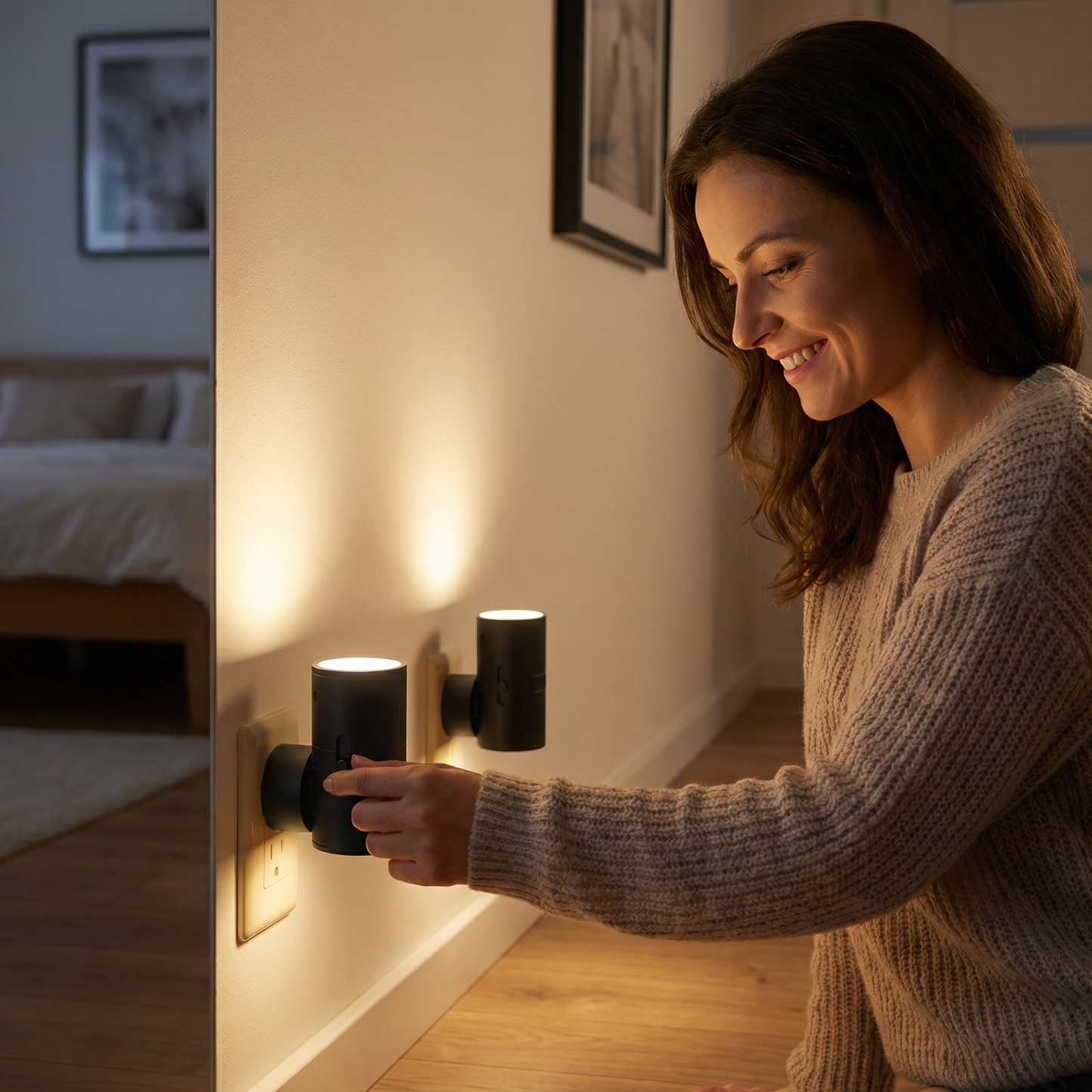 LED Lampka Nocna do Gniazdka – Ściemniająca Lampka Orientacyjna z Czujnikiem Światła do Przytulnego Domu