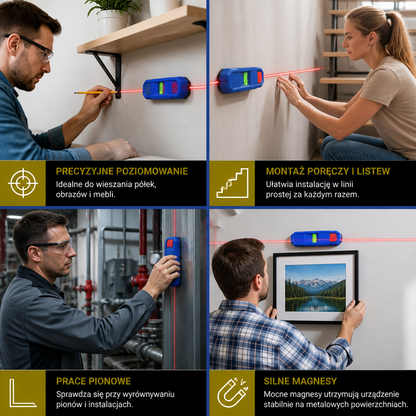 Magnetyczna Poziomica Laserowa 3 W 1 Z Wykrywaczem Belek