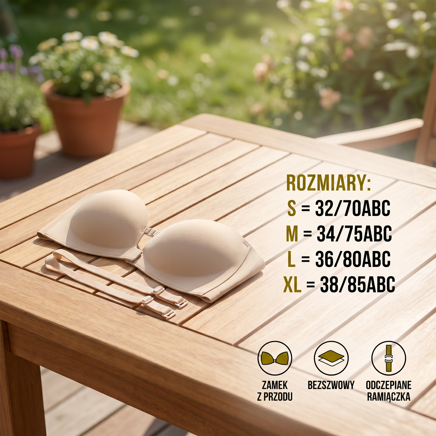 Push-Up Biustonosz z Zamek Z przodu – Bezszwowy, Wspierający i z Odczepianymi Ramiączkami