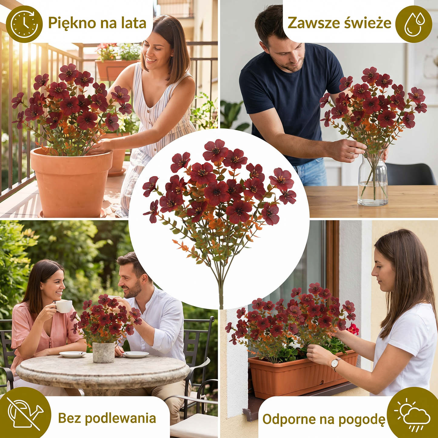 EverBloom – Niewiędnący bukiet sztucznych kwiatów polnych do donic zewnętrznych